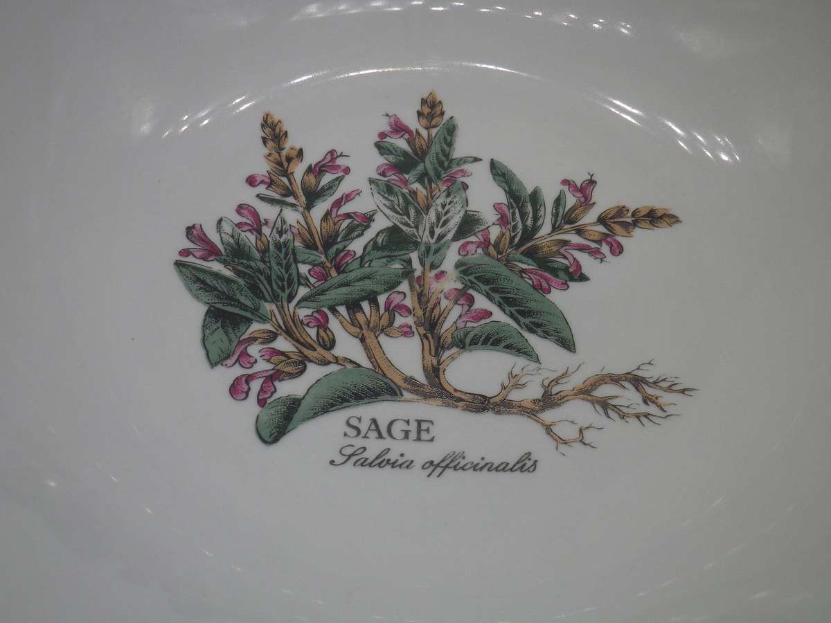 Huge Vintage Wiesenthal Germany Salad bowl. "SAGE" HERB GARDEN. Microwave & dishwasher safe. 36x16cm