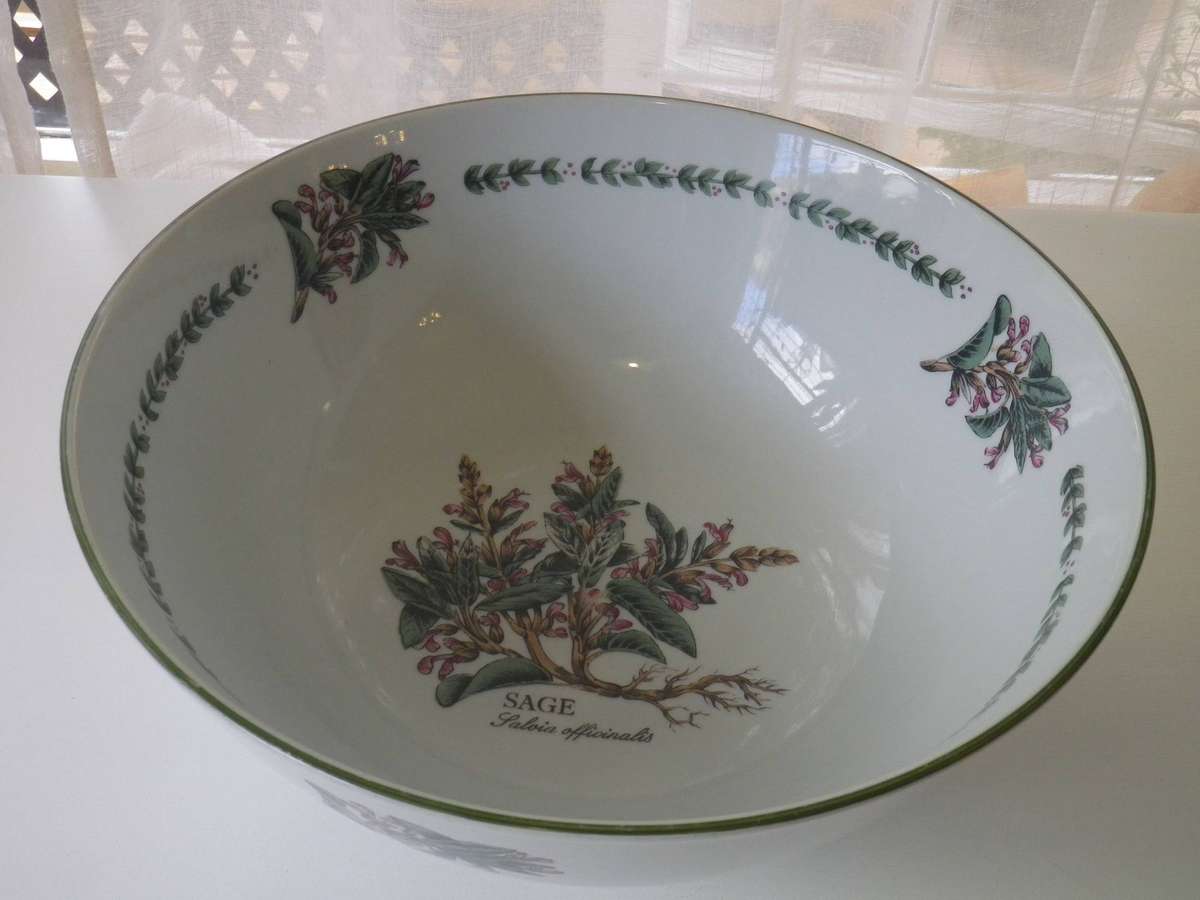 Huge Vintage Wiesenthal Germany Salad bowl. "SAGE" HERB GARDEN. Microwave & dishwasher safe. 36x16cm