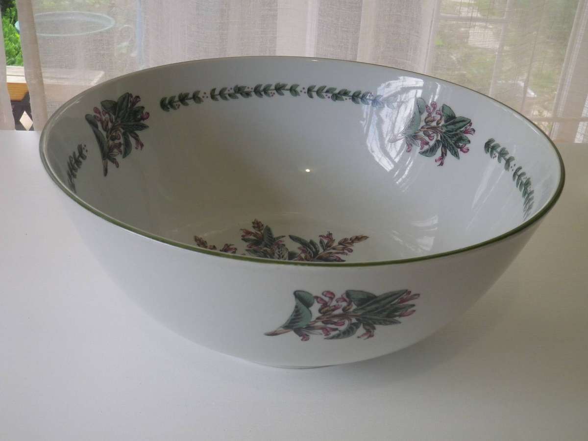 Huge Vintage Wiesenthal Germany Salad bowl. "SAGE" HERB GARDEN. Microwave & dishwasher safe. 36x16cm