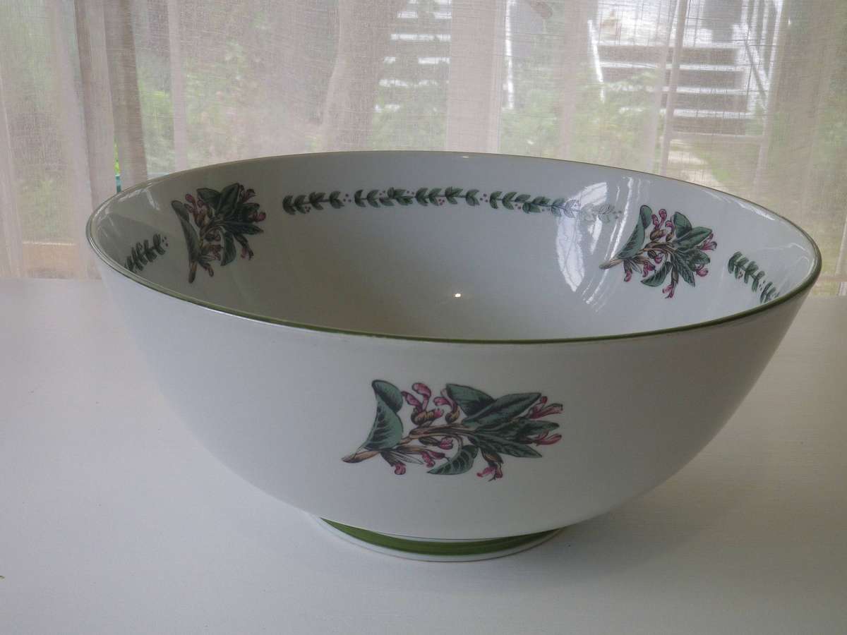 Huge Vintage Wiesenthal Germany Salad bowl. "SAGE" HERB GARDEN. Microwave & dishwasher safe. 36x16cm