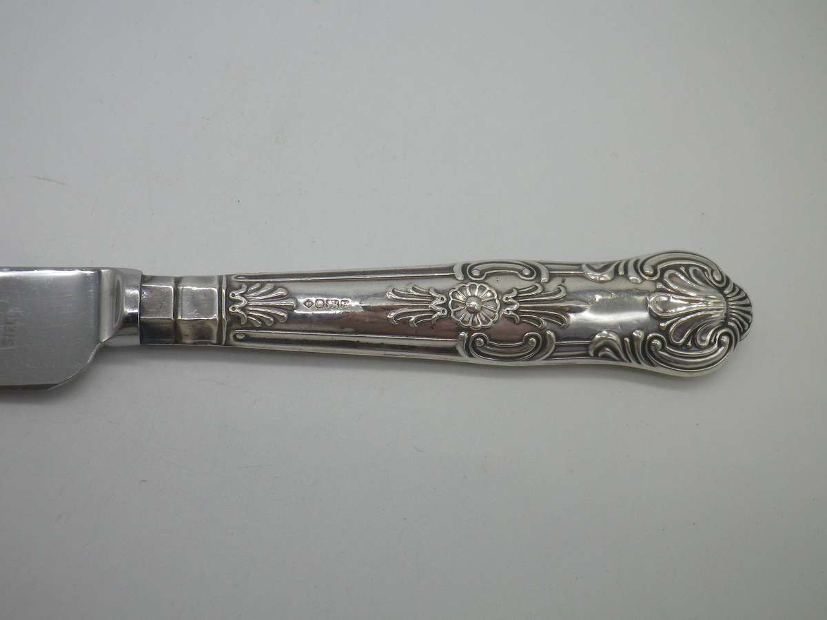 HALLMARKED Silver handle Cheese Knife. Sheffield Stainless blade. Sheffield 1991 20.5cm