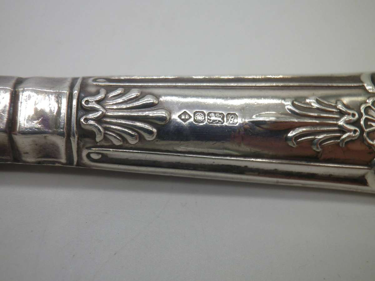 HALLMARKED Silver handle Cheese Knife. Sheffield Stainless blade. Sheffield 1991 20.5cm