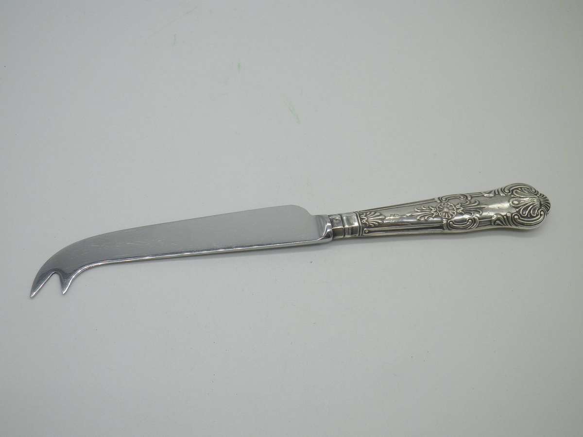 HALLMARKED Silver handle Cheese Knife. Sheffield Stainless blade. Sheffield 1991 20.5cm