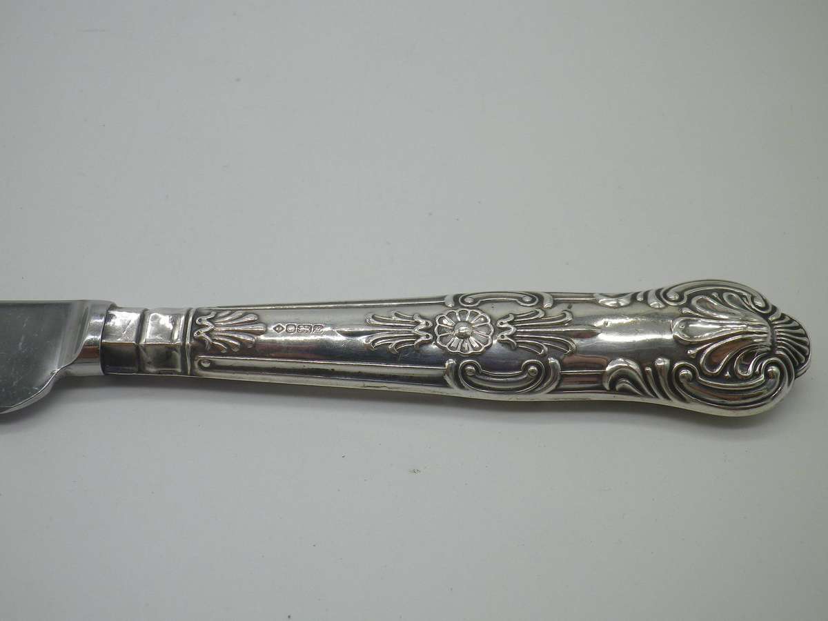 HALLMARKED Silver handle Cheese Knife. Sheffield Stainless blade. Sheffield 1991 20.5cm