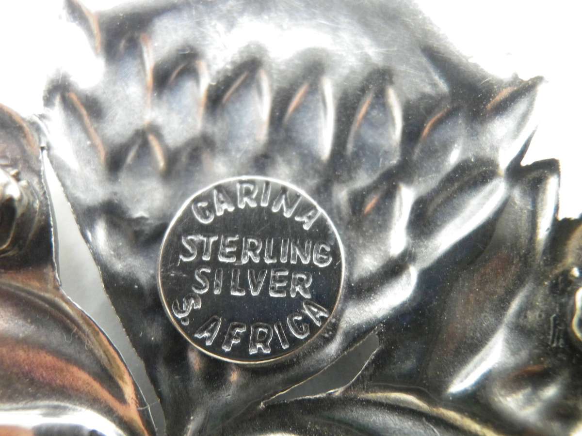 Vintage Sterling Silver Protea Brooch by SA Designer Carina. 4x3.5cm. 6.71g