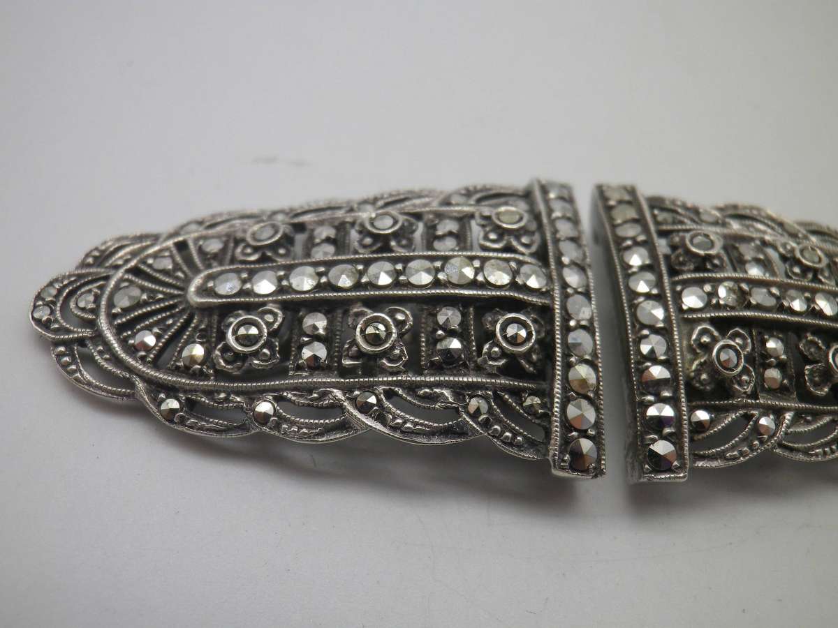 ART DECO c1930s Marcasite Duet Brooch and Dress clip. 4 x 2cm
