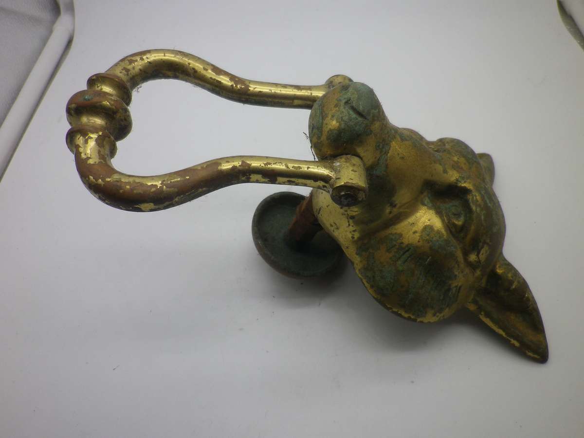 Large Vintage WOLF Door knocker! Brass plated Cast Metal. Dramatic