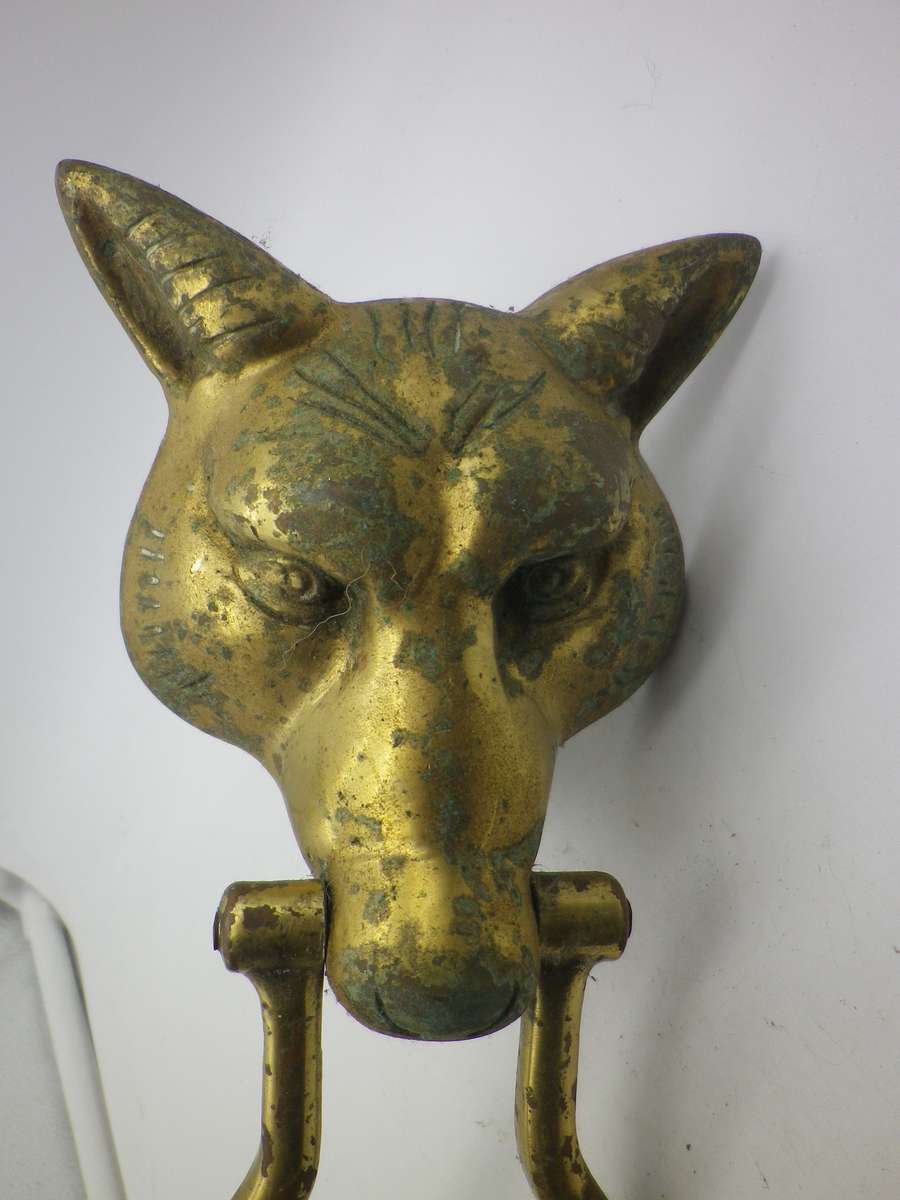 Large Vintage WOLF Door knocker! Brass plated Cast Metal. Dramatic
