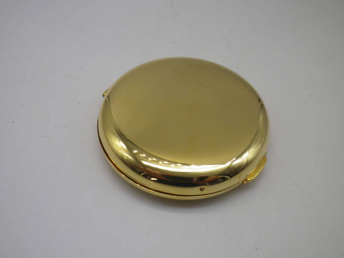 Vintage Gold Tone double pocket mirror. Good Quality. One side magnifying. 6cm
