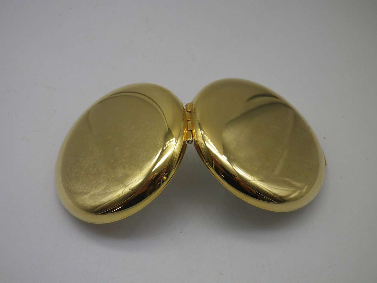 Vintage Gold Tone double pocket mirror. Good Quality. One side magnifying. 6cm