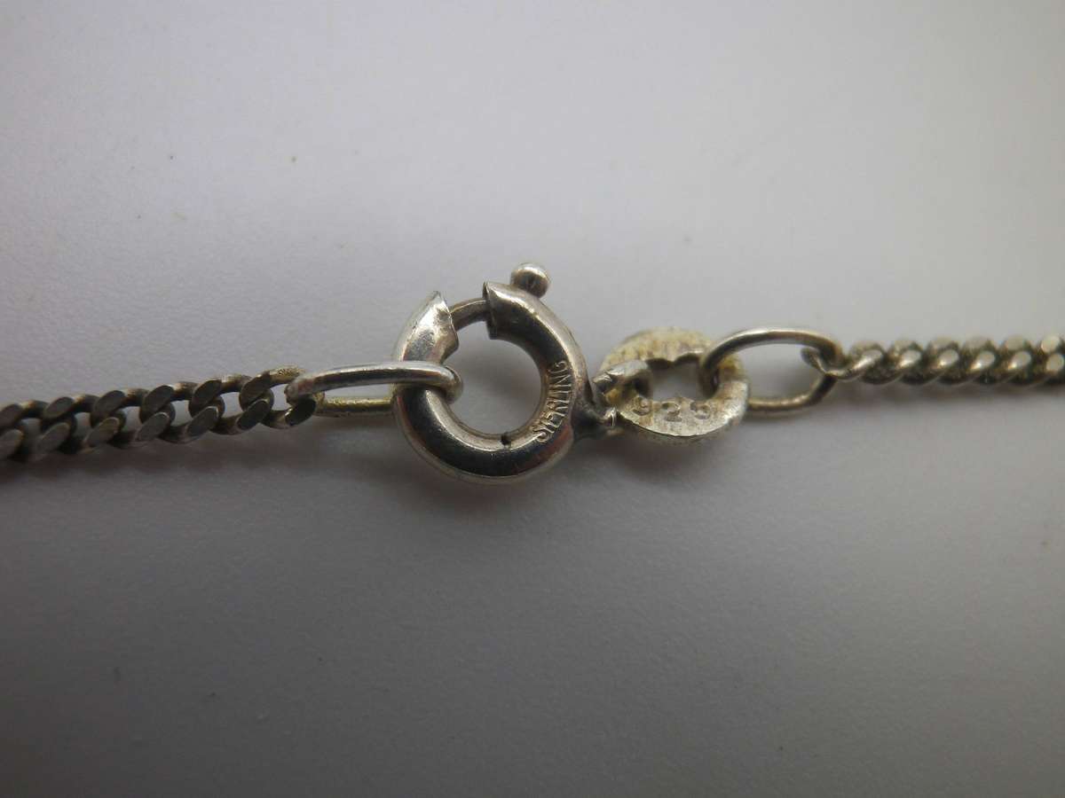 SUPERB DAVID ANDERSEN, NORWAY STERLING SILVER & BLUE ENAMEL PENDANT on 40cm silver chain.