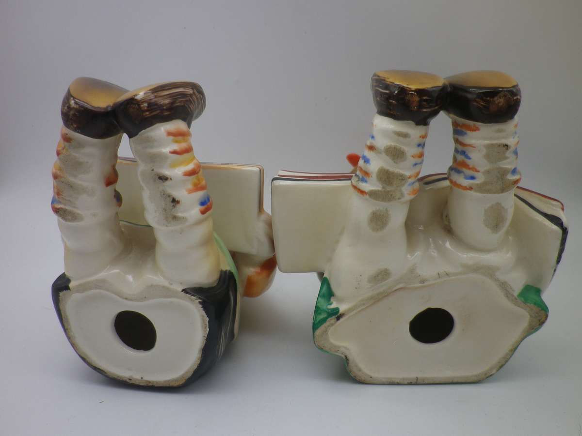 Pair Porcelain Vintage BOOKENDS - little boy & girl reading. Japan Hummel Reproduction 15x12x10cm