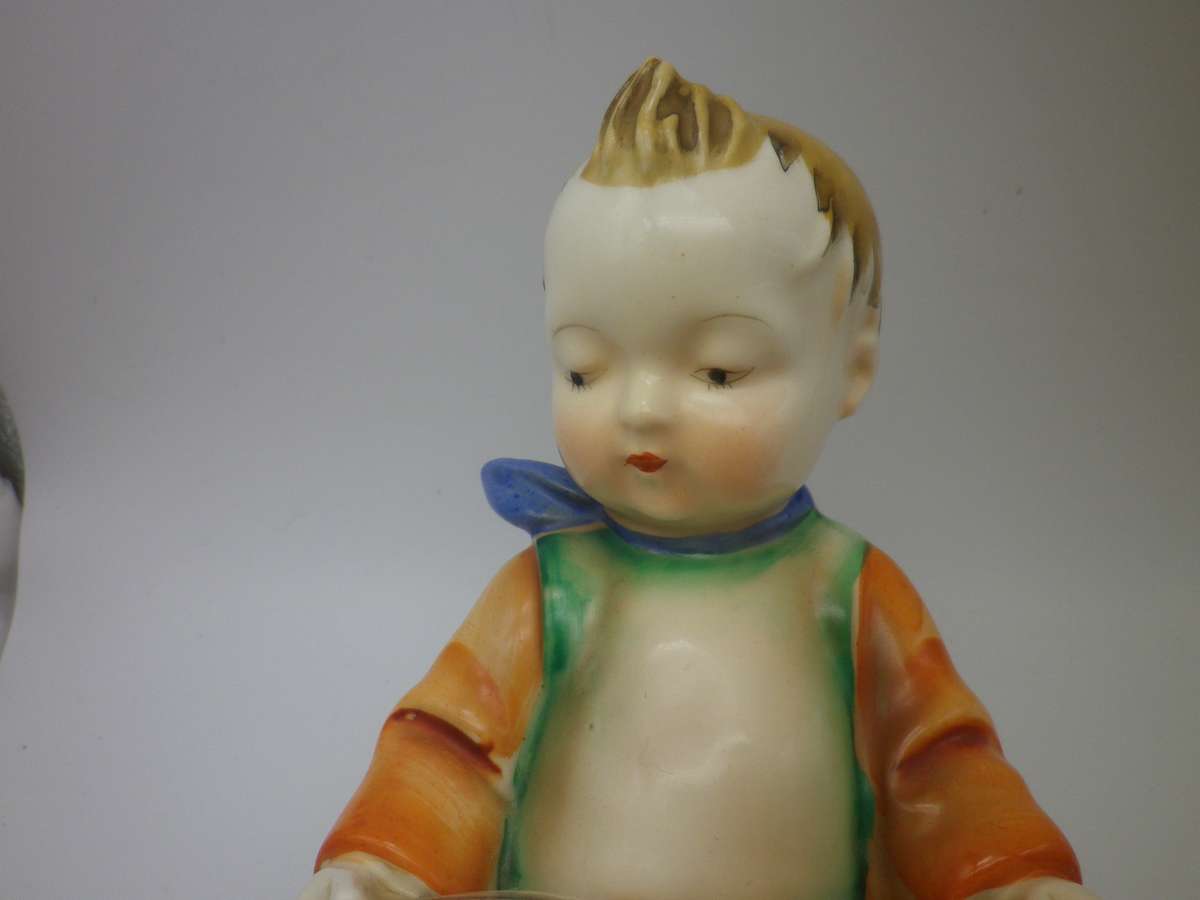 Pair Porcelain Vintage BOOKENDS - little boy & girl reading. Japan Hummel Reproduction 15x12x10cm