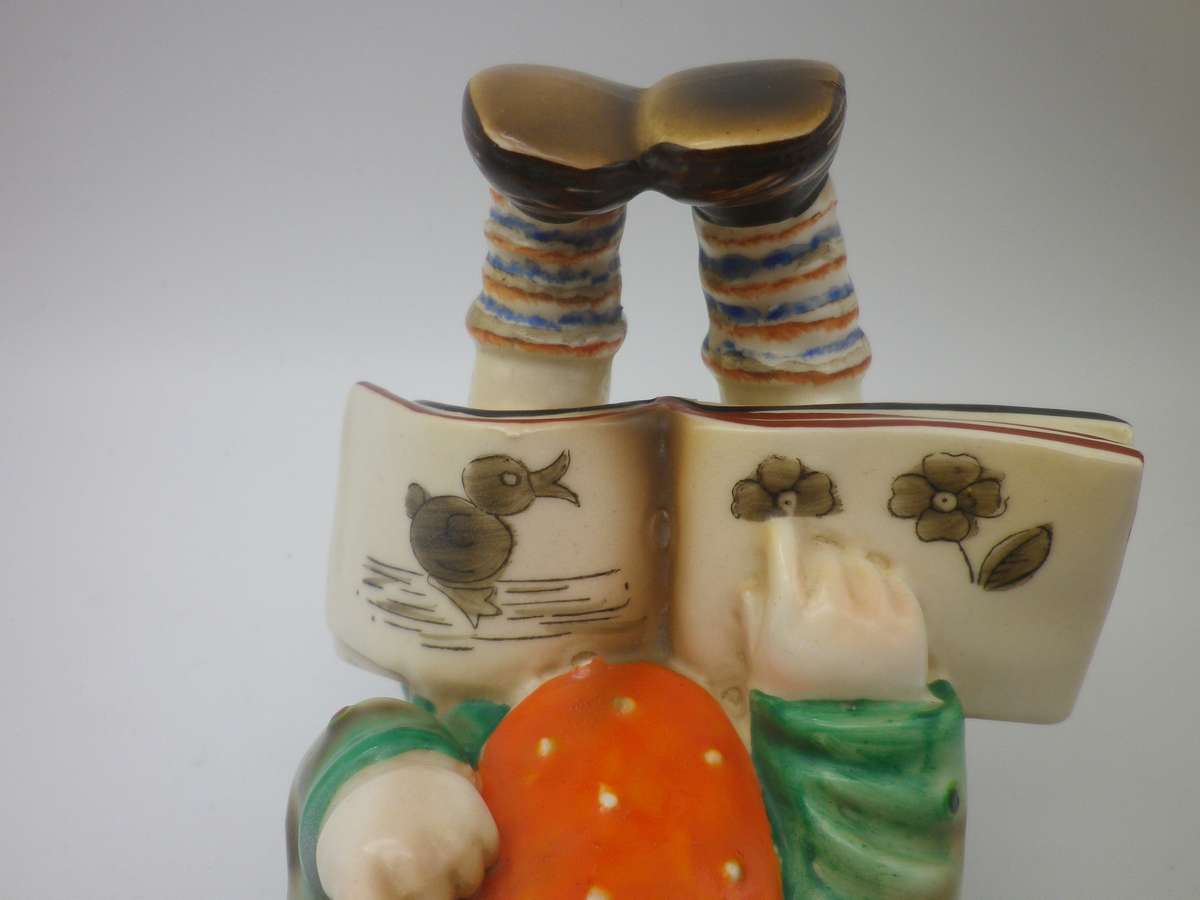 Pair Porcelain Vintage BOOKENDS - little boy & girl reading. Japan Hummel Reproduction 15x12x10cm