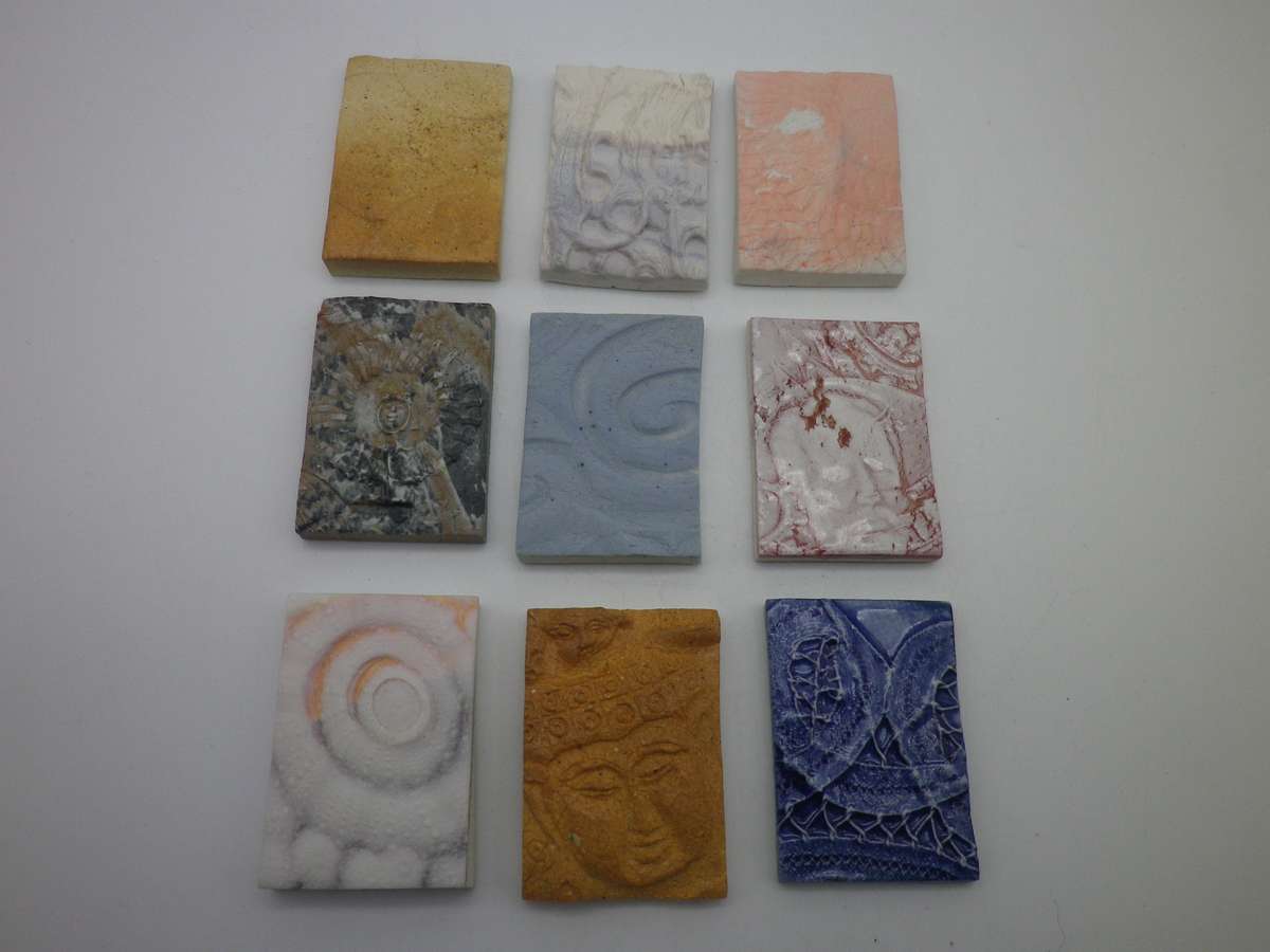 EXQUISITE Miniature Handmade Porcelain Tile by FAMOUS SA ARTIST JOHN BAUER 10 on offer!! (No: 9)