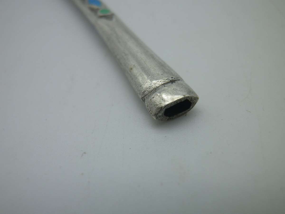 Vintage Chinese Sterling Silver & Enamel Cigarette Holder.