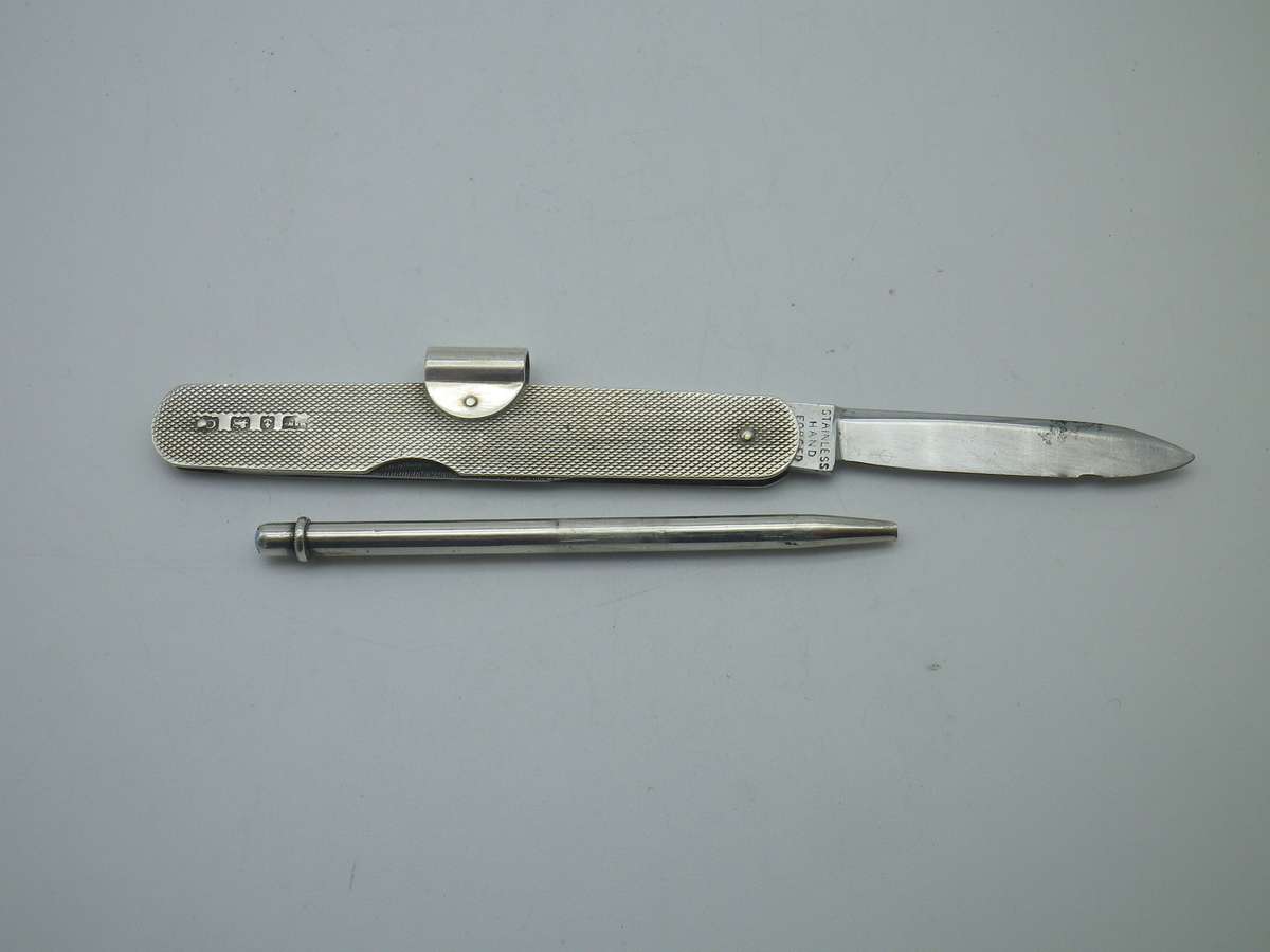 Hallmarked Sterling Silver penknife & pencil combo. Mappin & Webb Birmingham 1931