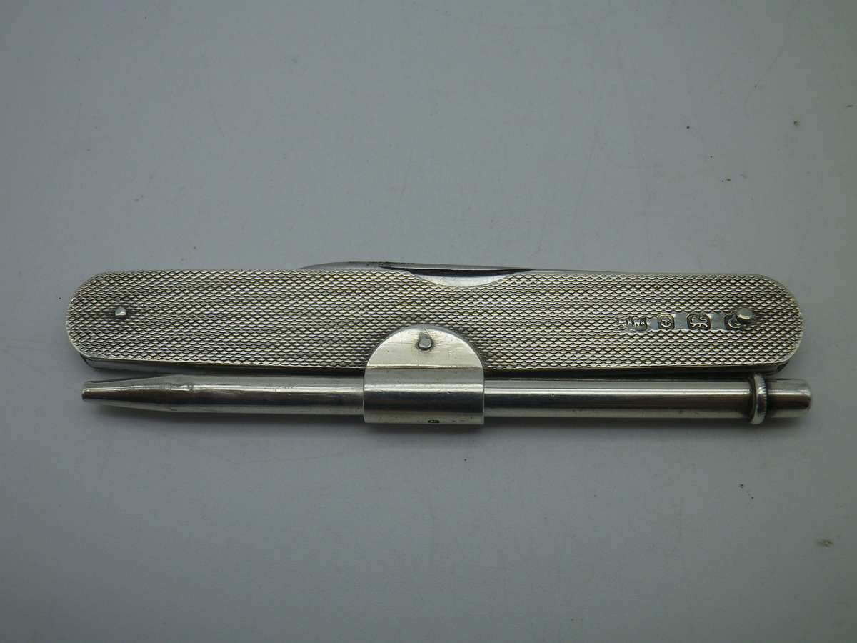 Hallmarked Sterling Silver penknife & pencil combo. Mappin & Webb Birmingham 1931