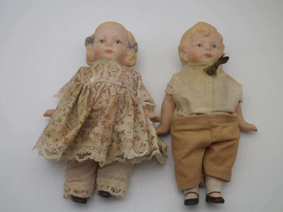 TWO Vintage 1992 Porcelain dolls. Named & Numbered. 15cms