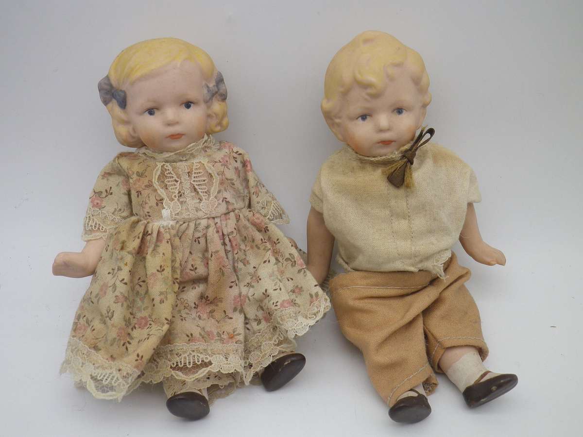 TWO Vintage 1992 Porcelain dolls. Named & Numbered. 15cms