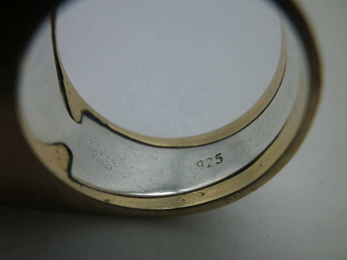 Interesting Sterling Silver & Brass Ring with SECRET COMPARTMENT! Size N 1/2