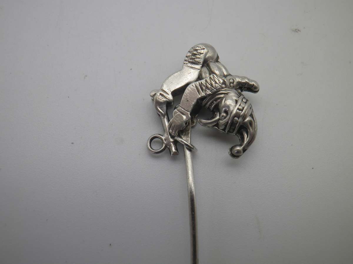 Miniature Silver (800 purity)Articulated Puppet. Comedia D'el arte figurine ? Moves up& down. Rare!!