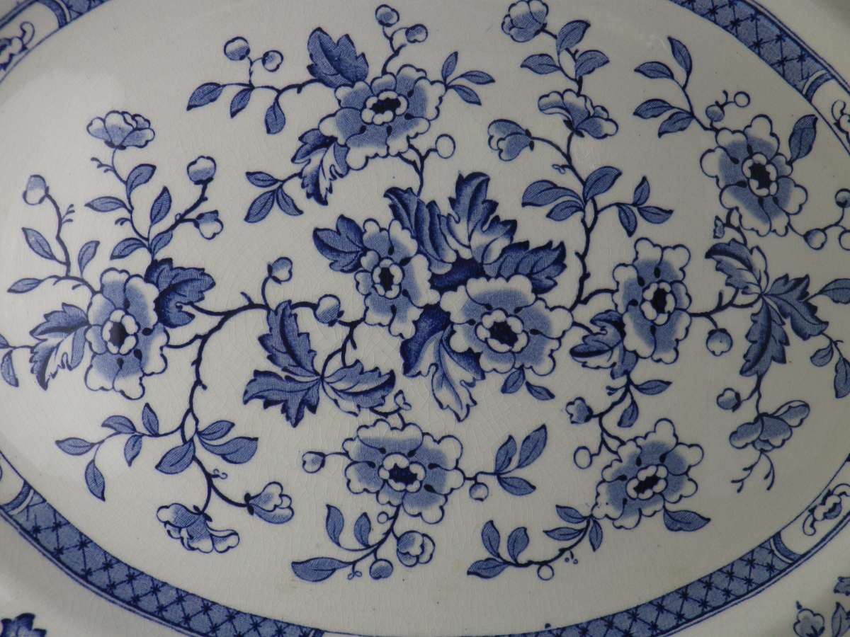 Lovely Vintage Blue & White Porcelain Large Oval Serving platter.  "Windsor" Midwinter, England