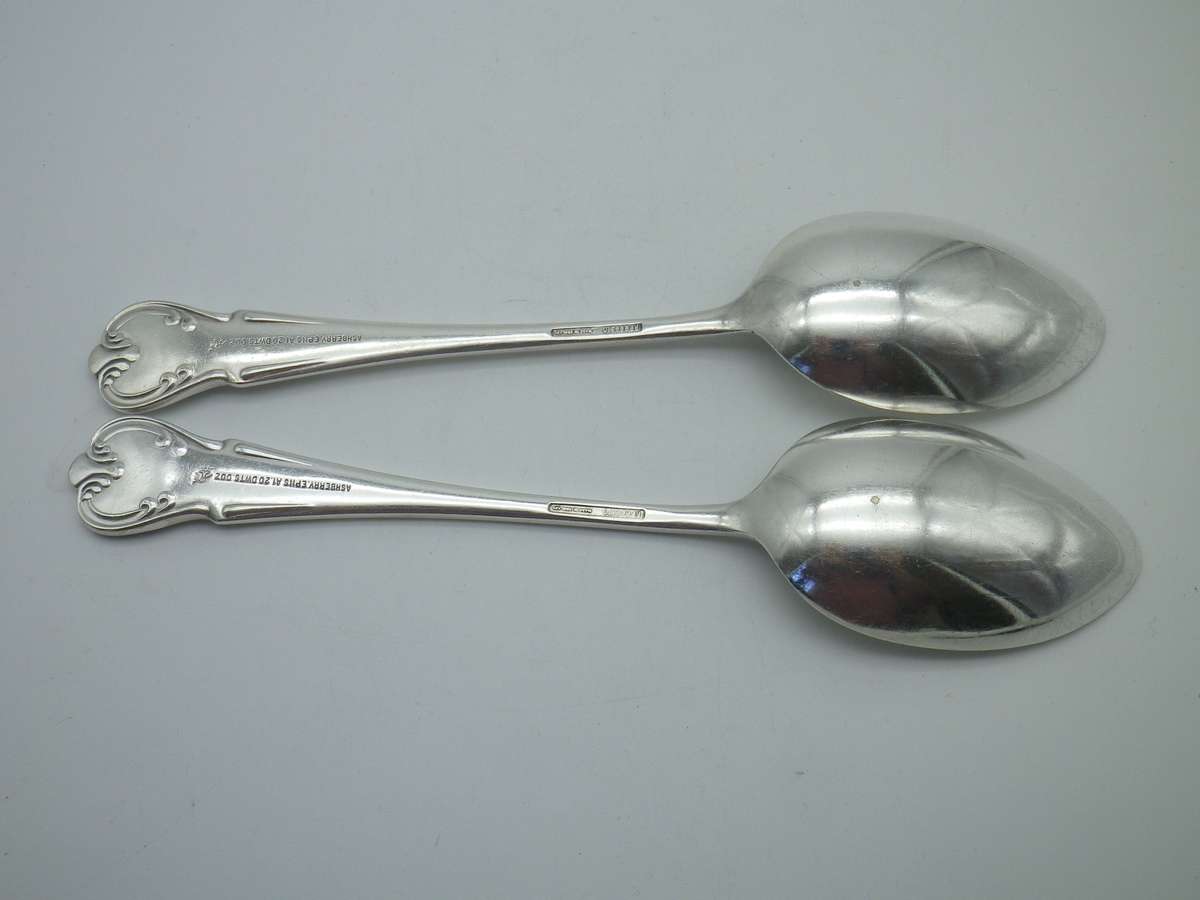 PAIR A1 Silver plated Vintage Serving Spoons. ASHBERRY. 22cm