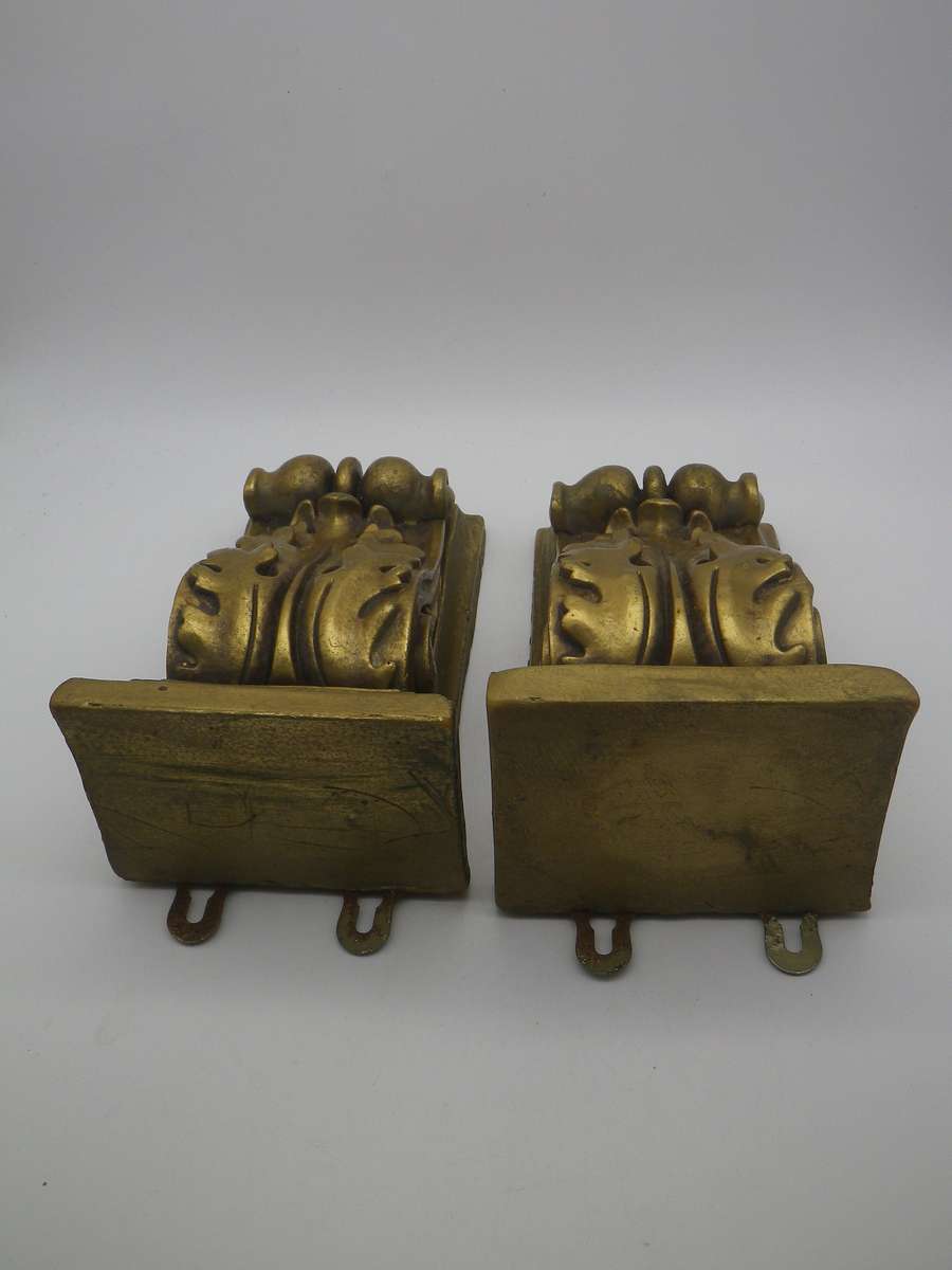 PAIR GILT PAINTED WOODEN WALL SCONCES BRACKETS. Near Perfect pair. 17CM