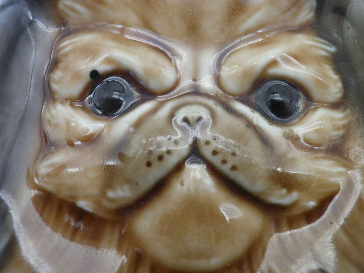 WADE PORCELAIN DOG FACE small trinket dish. 9.5x 7.5cm