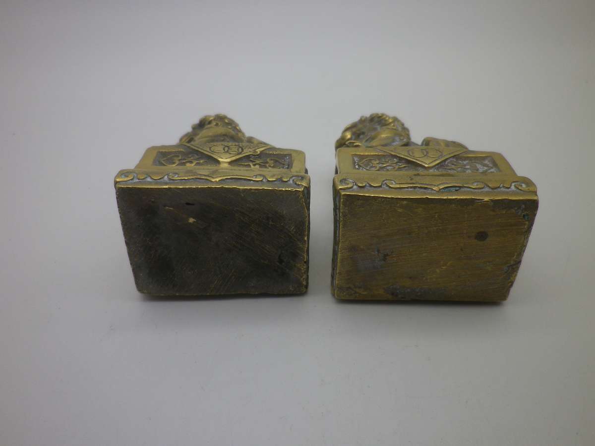 FOR JACQUES ONLY PLEASE!! Vintage Pair Brass  20th Century Miniature Chinese foo dogs.