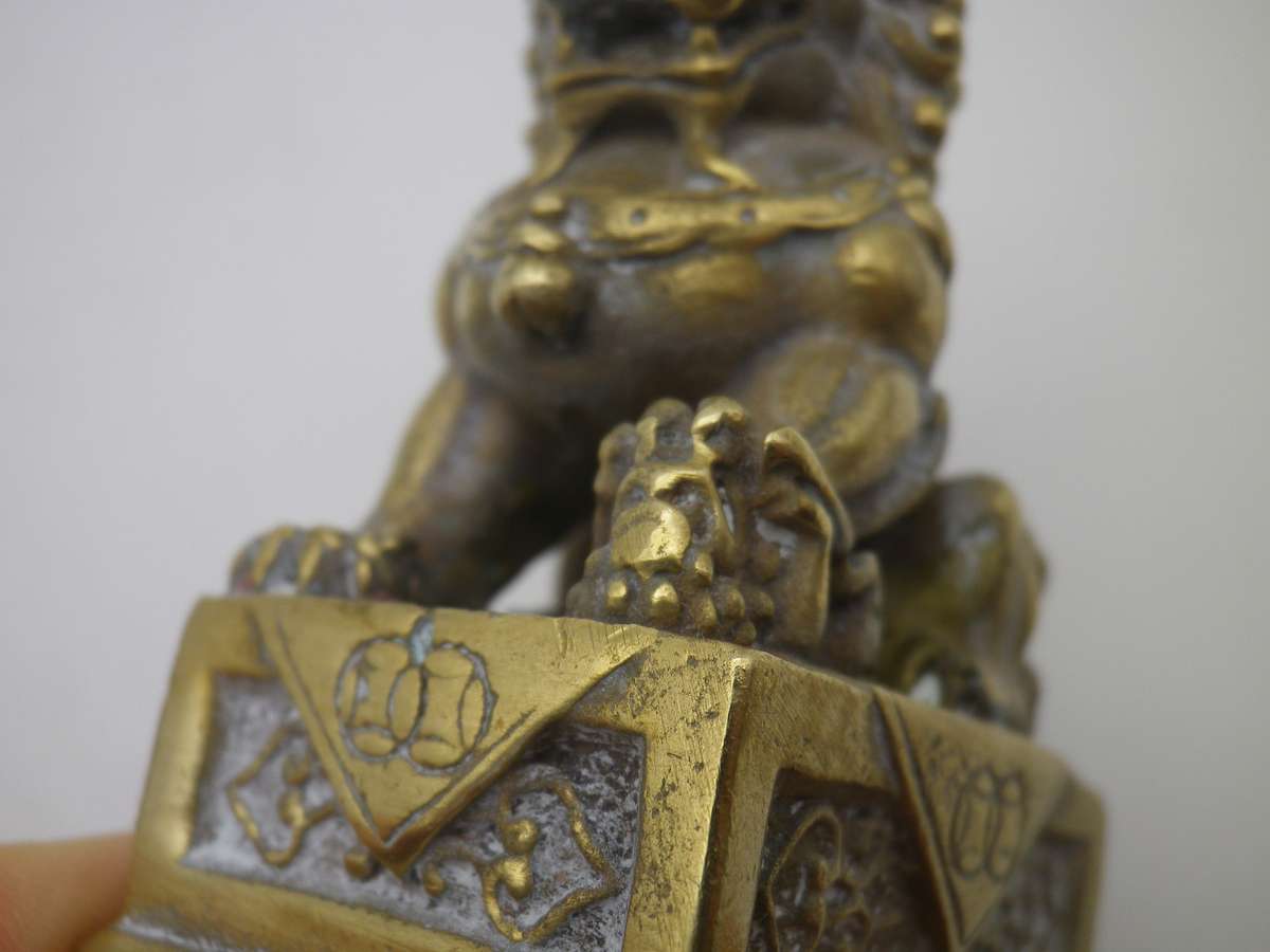 FOR JACQUES ONLY PLEASE!! Vintage Pair Brass  20th Century Miniature Chinese foo dogs.