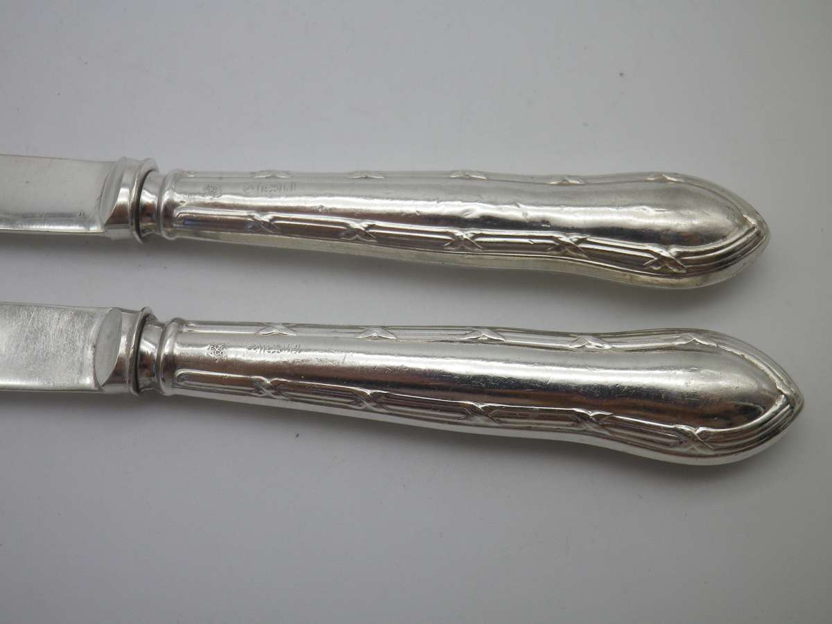 Pair Antique Sterling Silver Butter knives. Sheffield, 1921. Frederick C Asman & Co.