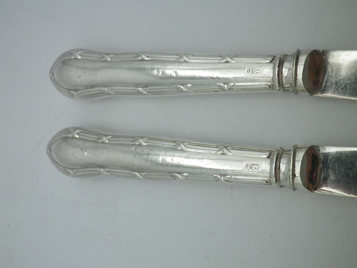 Pair Antique Sterling Silver Butter knives. Sheffield, 1921. Frederick C Asman & Co.
