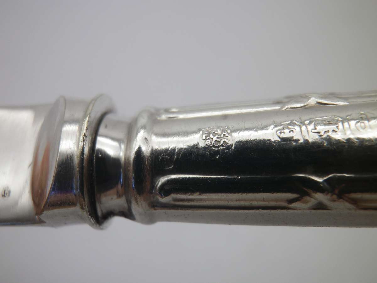 Pair Antique Sterling Silver Butter knives. Sheffield, 1921. Frederick C Asman & Co.