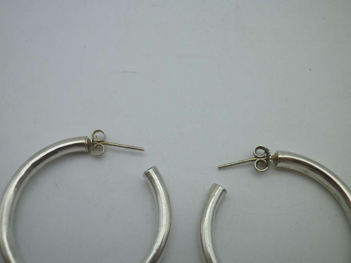 Sterling Silver Vintage Large Hoop Earrings. 4cm. 7g