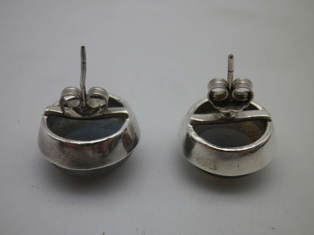 Sterling Silver & LABRADORITE Quality Vintage Stud earrings.