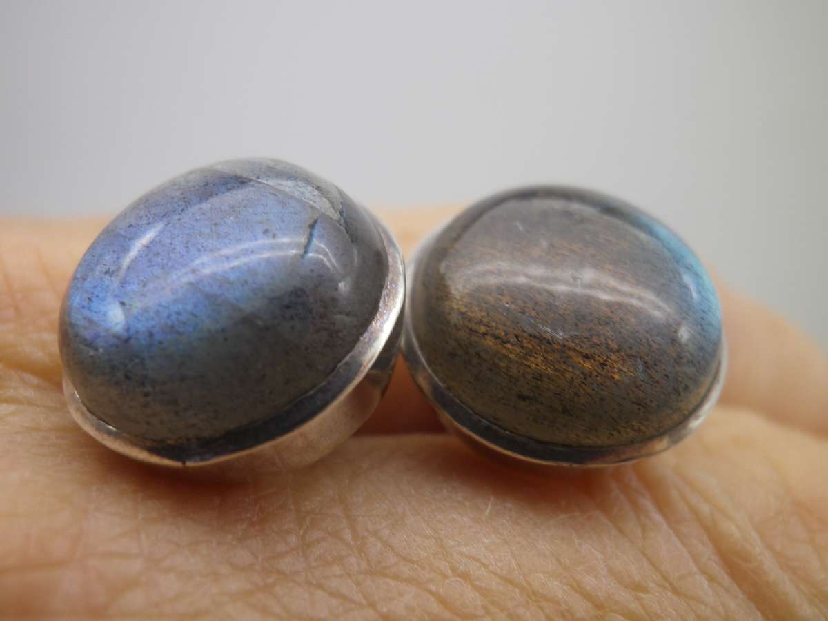 Sterling Silver & LABRADORITE Quality Vintage Stud earrings.