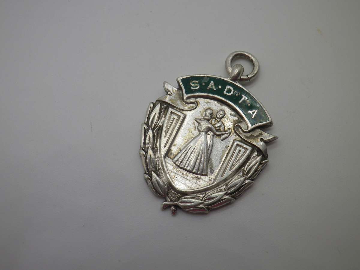 Vintage Sterling Silver & Enamel SADTA (SA Dance Teachers Association) Award Fob Medal 3.5x2.5cm