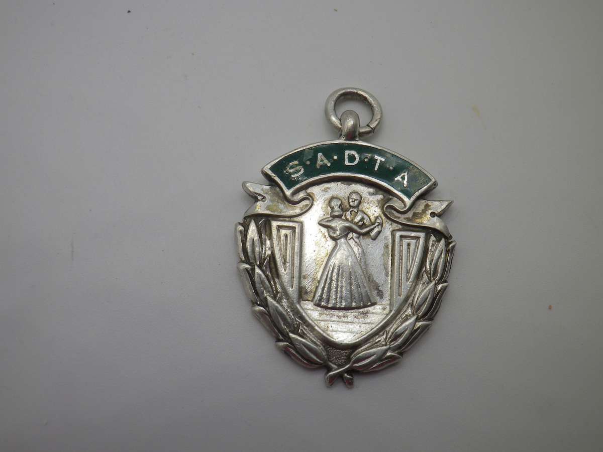 Vintage Sterling Silver & Enamel SADTA (SA Dance Teachers Association) Award Fob Medal 3.5x2.5cm
