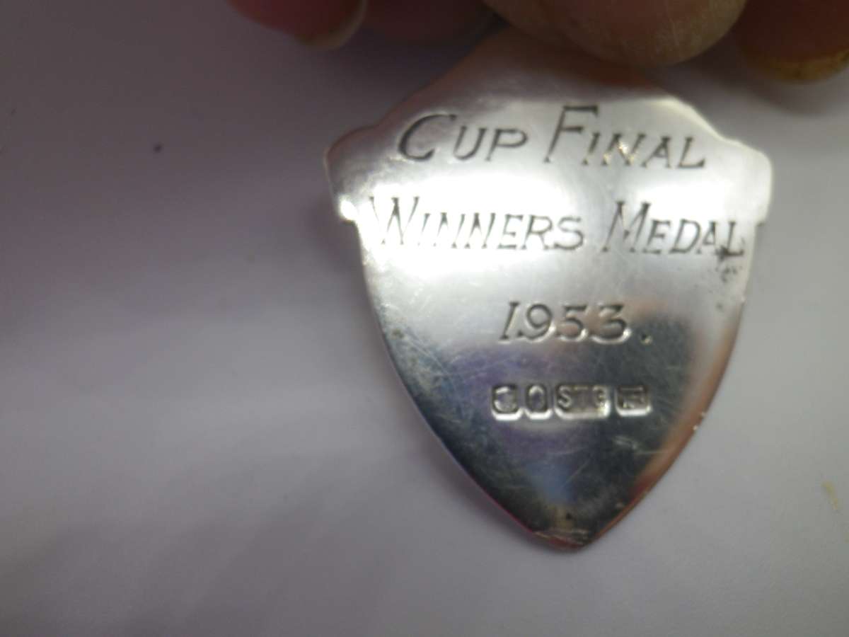 Vintage Hallmarked Silver Soccer Award Fob Medal. 1953. "Cup final Winners Medal" 4x2.8cm 7.6g