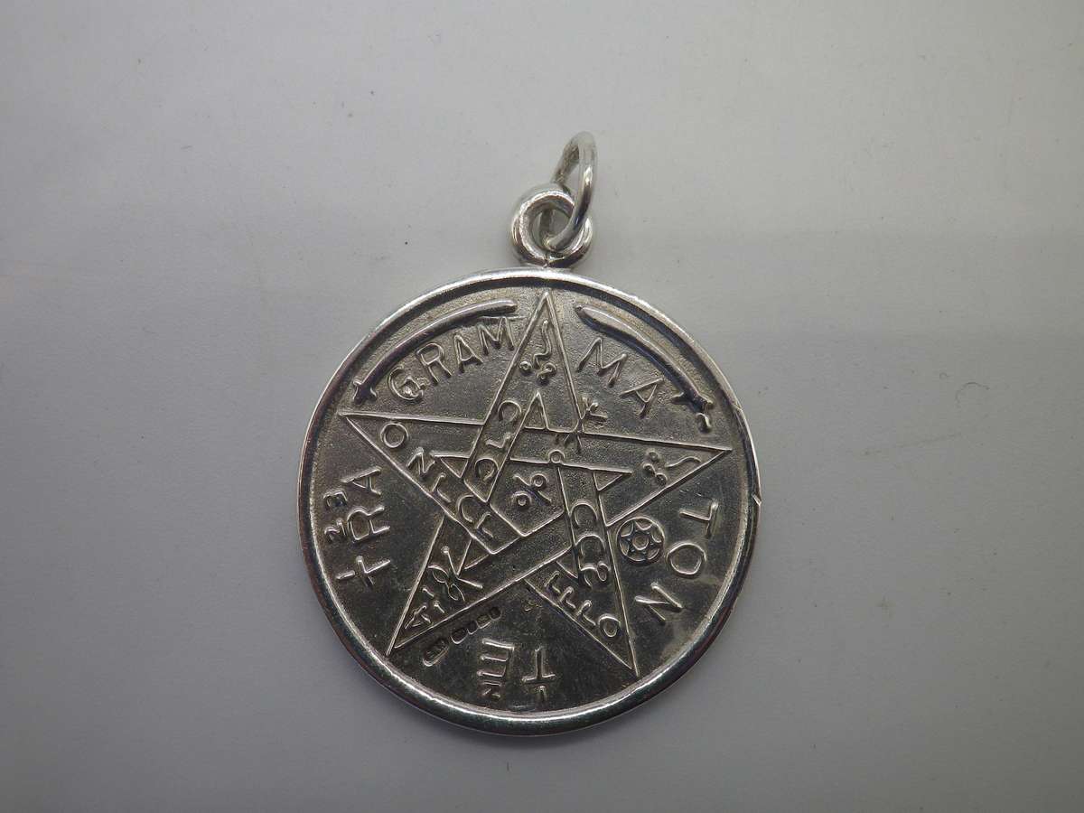 Hallmarked Sterling Silver Tetragrammatron and Zodiac Pendant, Pentagram. Sheffield, 2016
