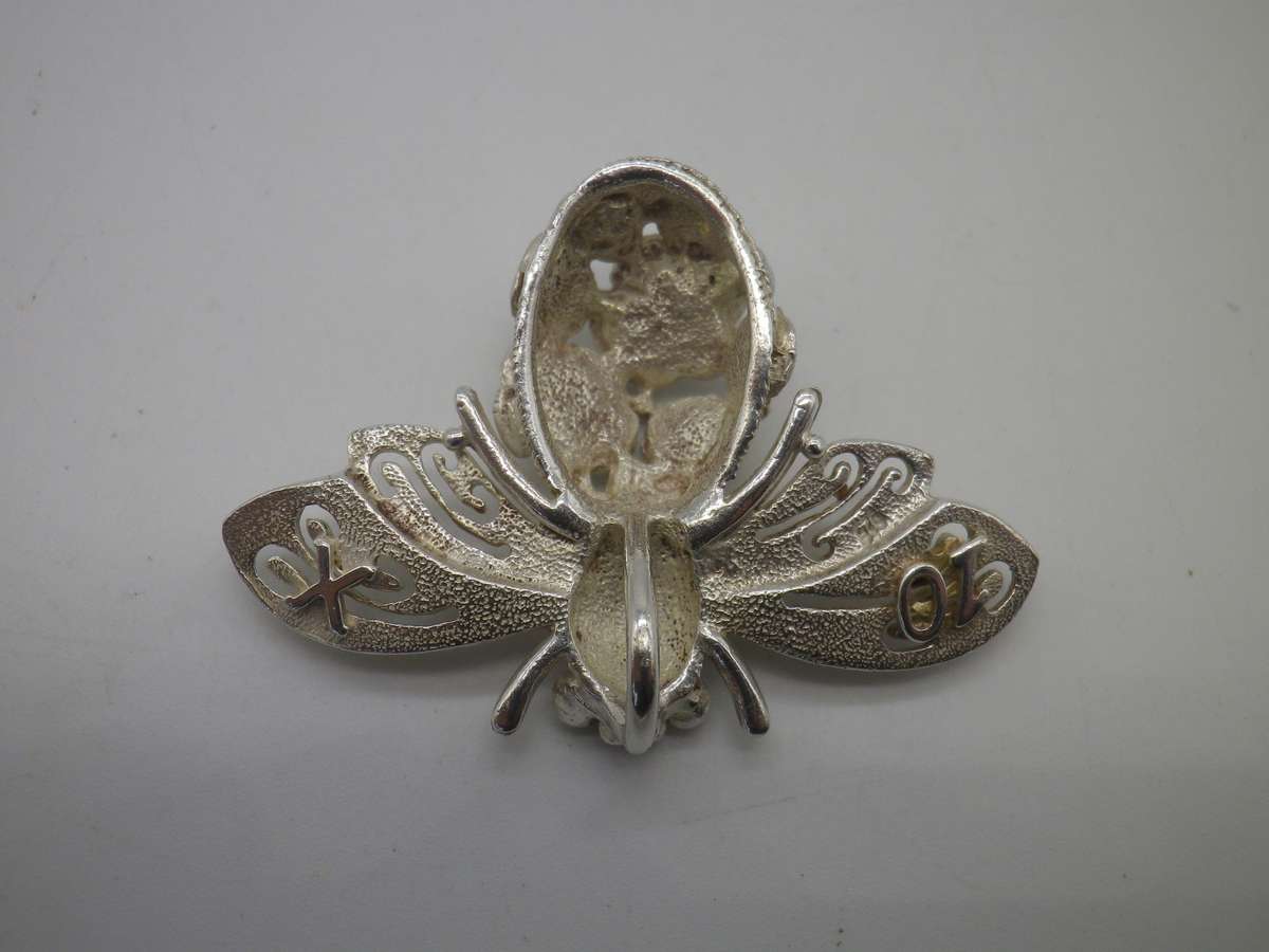 JENNA CLIFFORD Large Sterling Silver BEE DESIGNER pendant on Silver chain 4.5x3cm 21g EXQUISITE