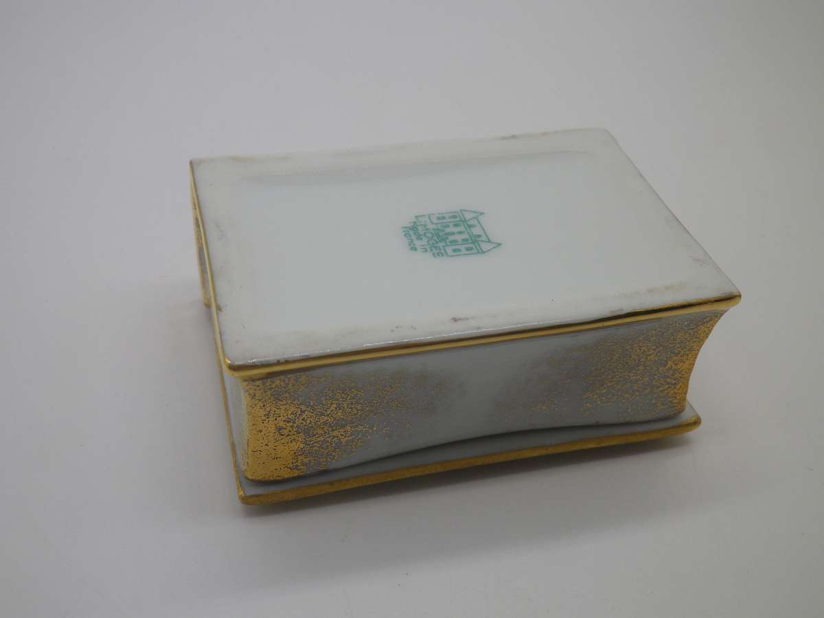 LIMOGES FRANCE Porcelain Book Shape Trinket box. 6.5 x 4.5cm