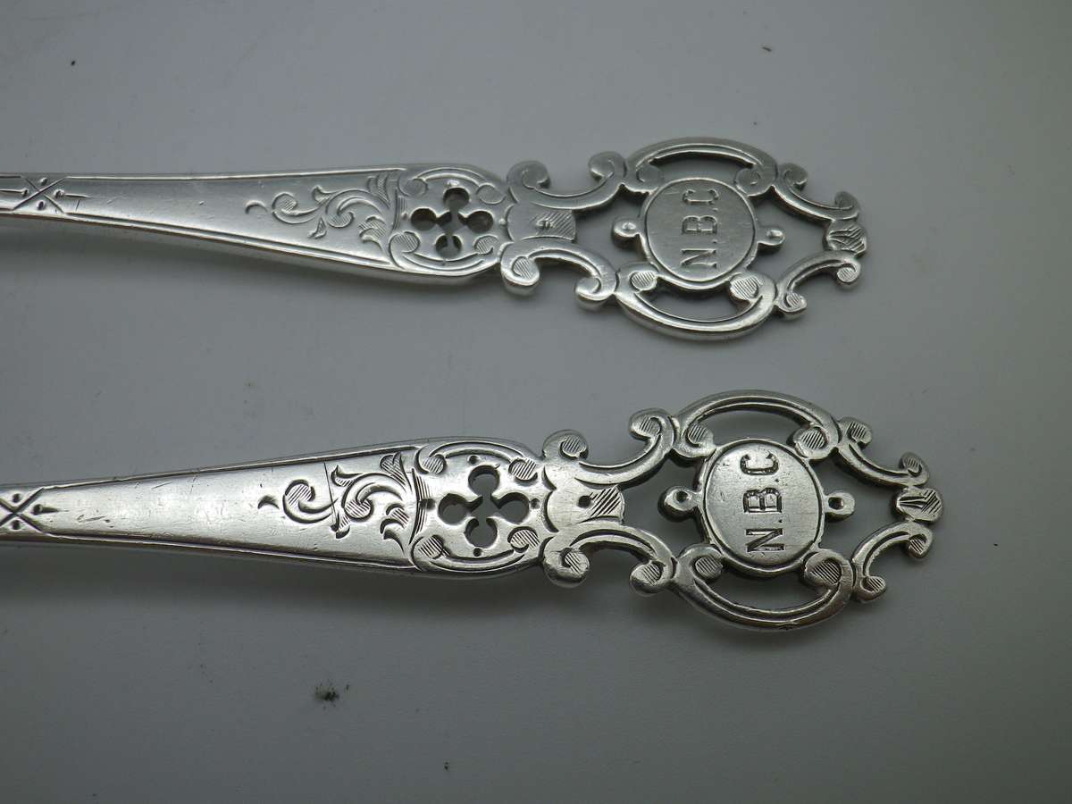 Antique WALKER & HALL Boxed Sterling Silver FORK & SPOON Christening set. Sheffield 1912. 56g