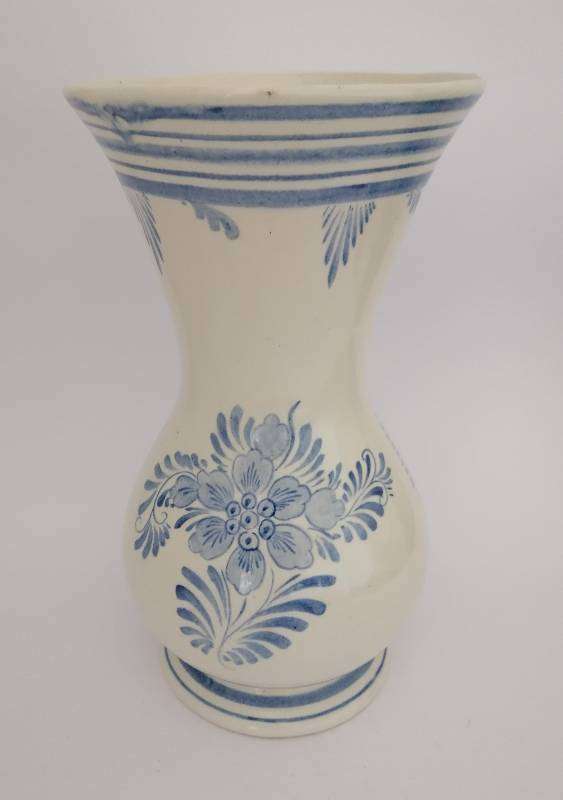 RARE Large Lucia Ware Blue & White Vase. 31cm. Dutch Scene. Signed. No: P/13203