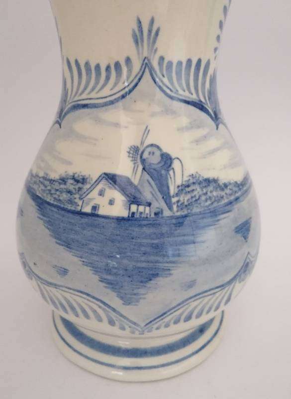 RARE Large Lucia Ware Blue & White Vase. 31cm. Dutch Scene. Signed. No: P/13203