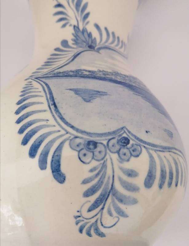 RARE Large Lucia Ware Blue & White Vase. 31cm. Dutch Scene. Signed. No: P/13203