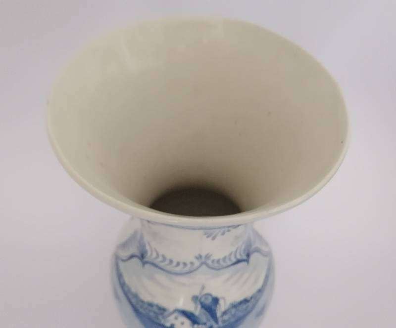 RARE Large Lucia Ware Blue & White Vase. 31cm. Dutch Scene. Signed. No: P/13203