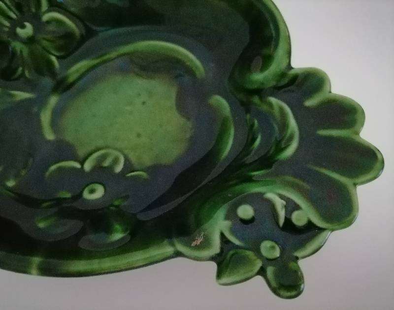 Rare Green Lucia Ware flower bowl. 24.5cm No: 2351